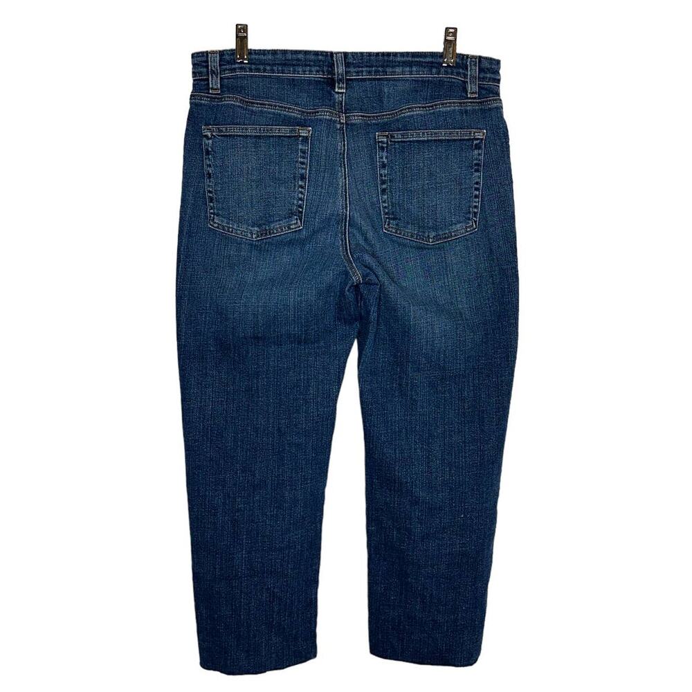 Eileen Fisher Organic Cotton Straight Cropped Cut Raw Hem Denim Jeans Size 8 - Picture 5 of 8